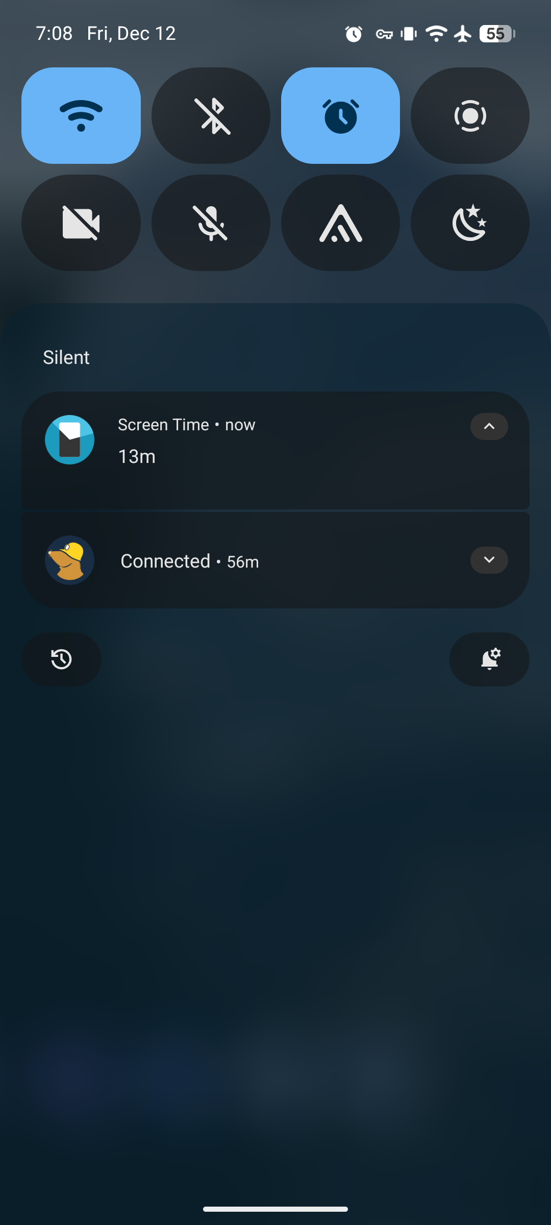 A screenshot of Screen Time's permanent notification system.