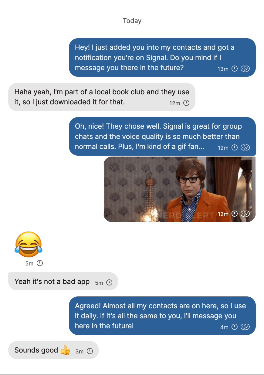 A sample Signal chat.