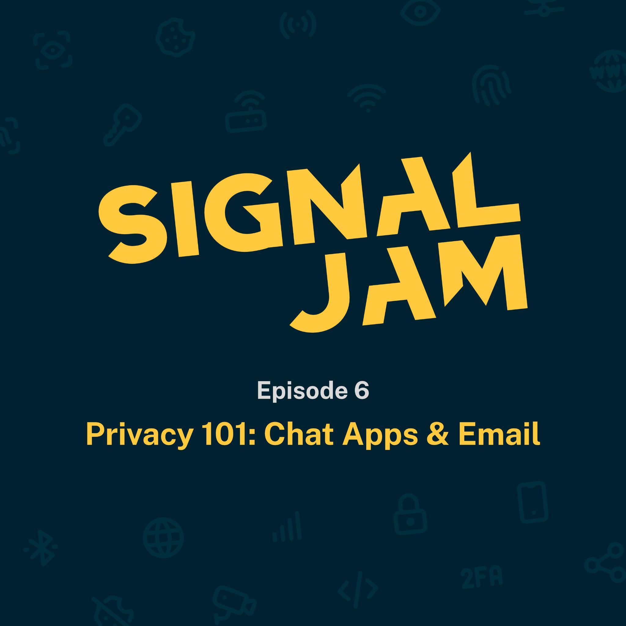 The Signal Jam podcast cover art, featuring a blue background and yellow text.