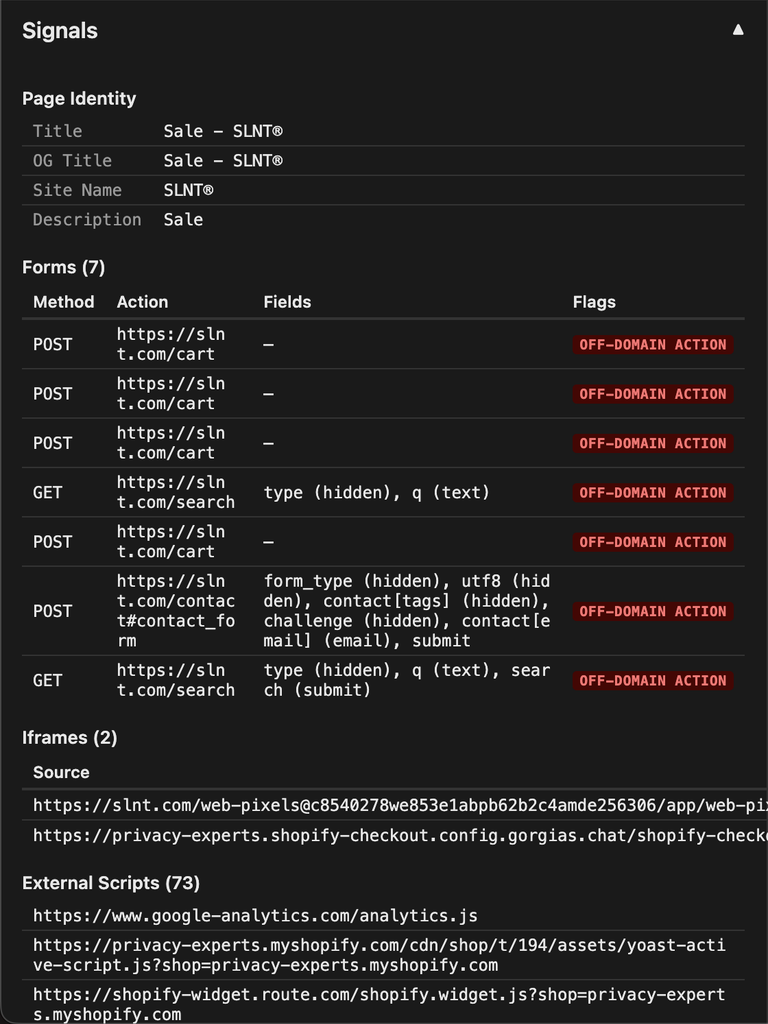 A screenshot from RawHTTP of forms and Iframes.