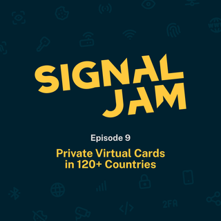 The Signal Jam podcast cover art, featuring a blue background and yellow text.